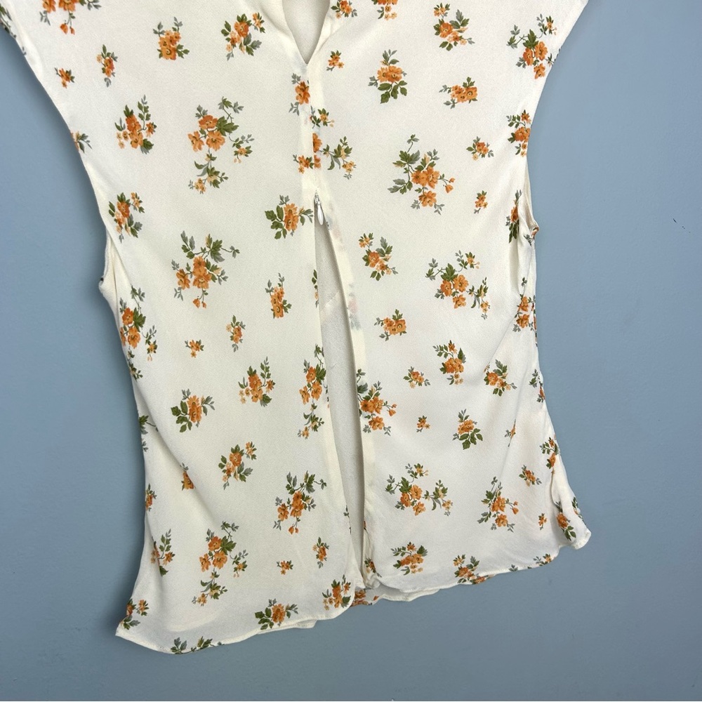 Reformation Bettie floral print high neck top size 10 zip back closure - Picture 10 of 16